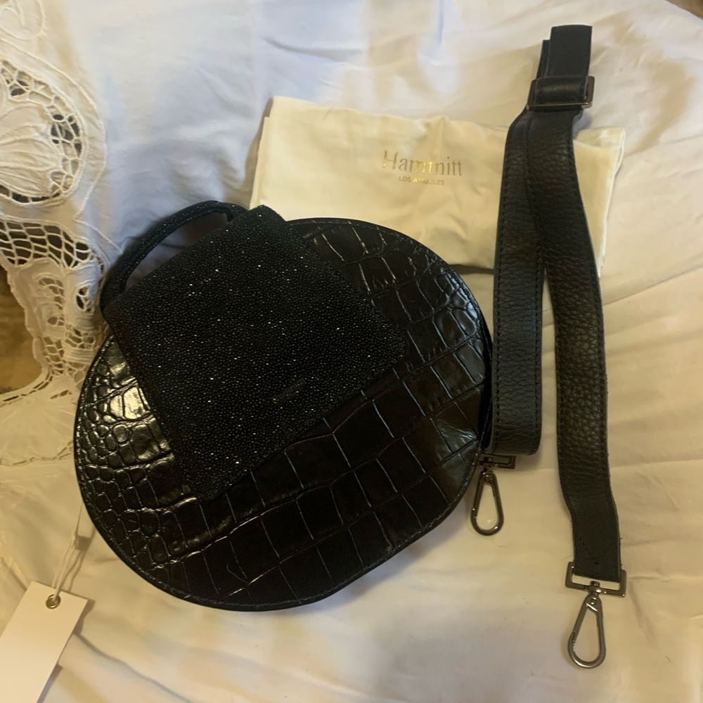 Hammitt NWT Gregory Half Pipe Crossbody/Clutch in Black Crock w/Dust Bag - Picture 1 of 6
